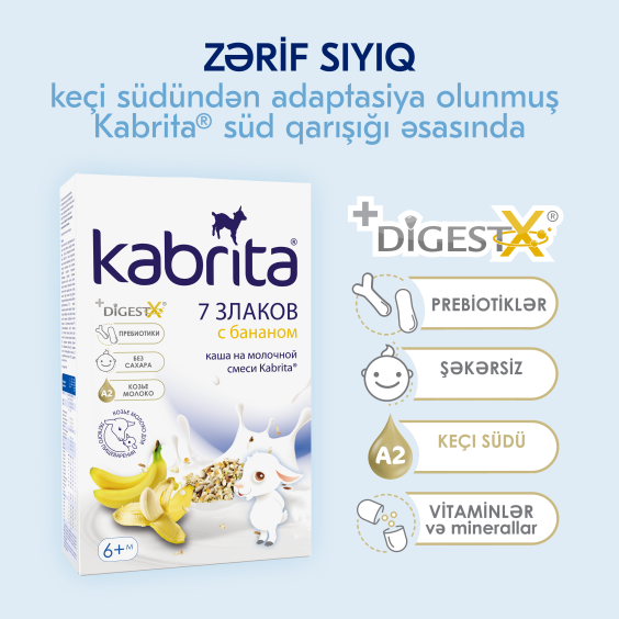 Kabrita<r></r> keçi südü əsasında 7 taxıl banan ilə sıyığı