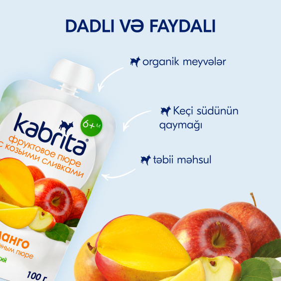Kabrita<r></r> Keçi qaymağı ilə meyvəli püre «Mango və almalı»