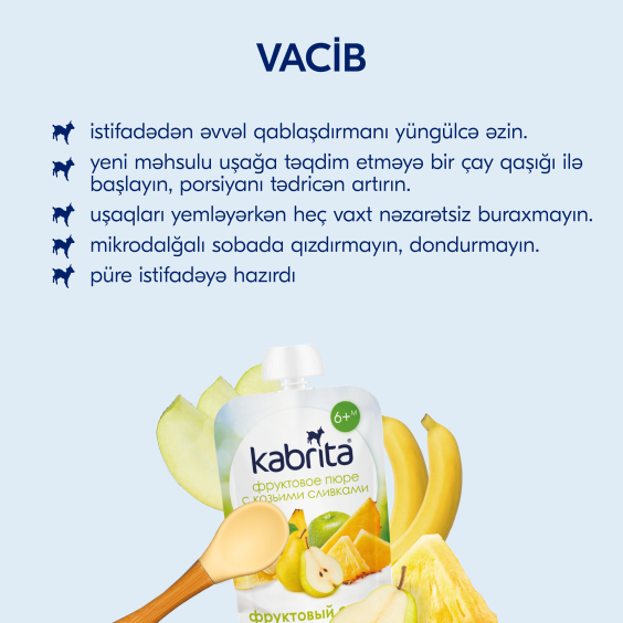 Kabrita<r></r> Keçi qaymağı ilə meyvəli püre «Peçenye ilə banan və almalı püre»