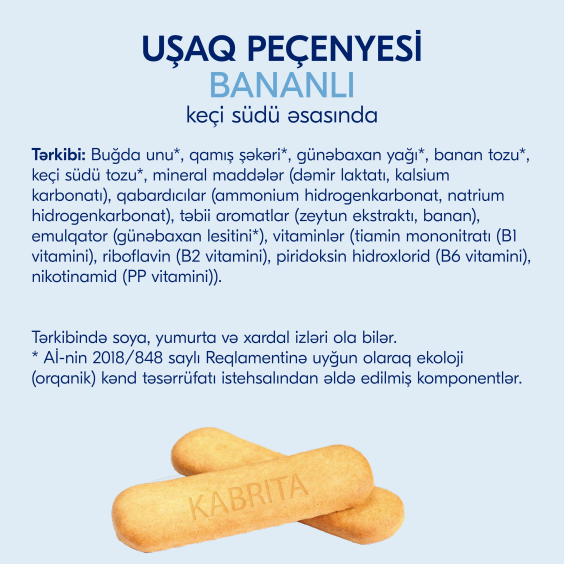 Kabrita<r></r> Uşaq peçenyeləri bananli keçi südü ilə
