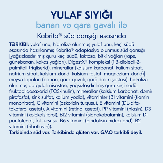 Kabrita keçi südü əsasında yulaf sıyığı banan və gavalı ilə