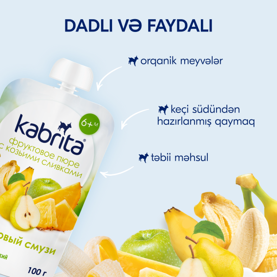 Kabrita<r></r> Keçi qaymağı ilə meyvəli püre «Meyvəli smuzi»