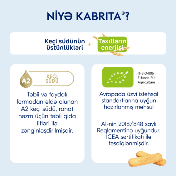 Kabrita<r></r> Uşaq peçenyeləri bananli keçi südü ilə