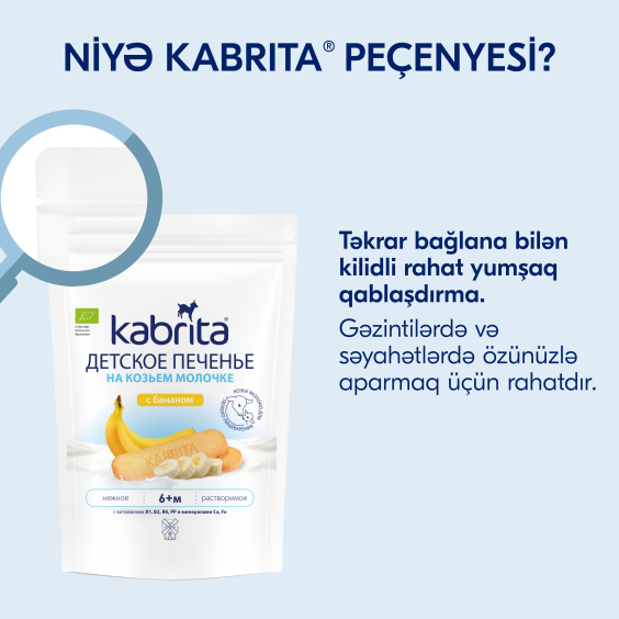 Kabrita<r></r> Uşaq peçenyeləri bananli keçi südü ilə