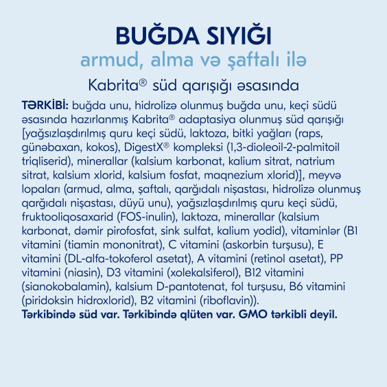 Buğdalı sıyığı süd qatışığı əsasında armud, alma və şaftalı ilə