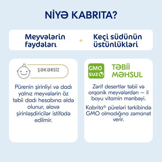 Kabrita<r></r> Keçi qaymağı ilə meyvəli püre «Banan, çiyələk və almalı püre»