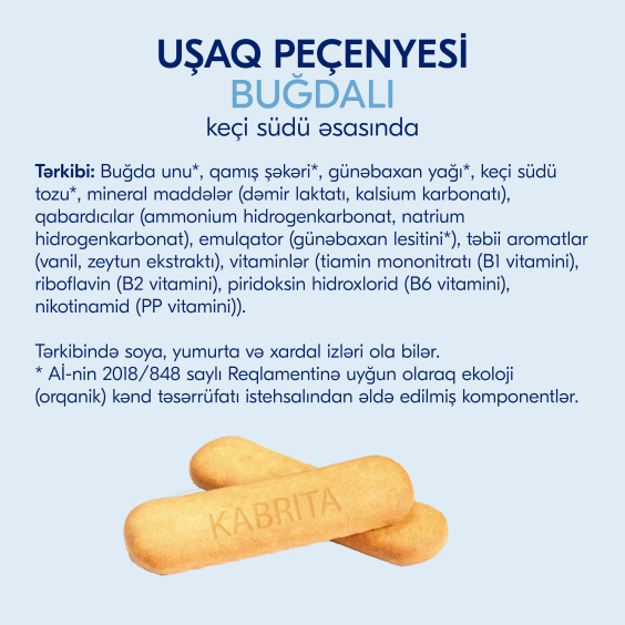 Kabrita<r></r> Uşaq peçenyeləri buğdali keçi südü ilə