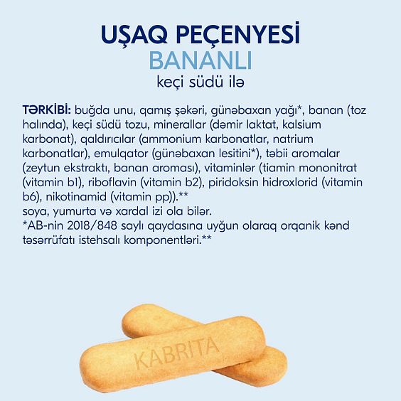 Kabrita<r></r> Uşaq peçenyeləri bananli keçi südü ilə