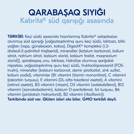 Kabrita<r></r> keçi südü əsasında qarabaşaqlı sıyığı