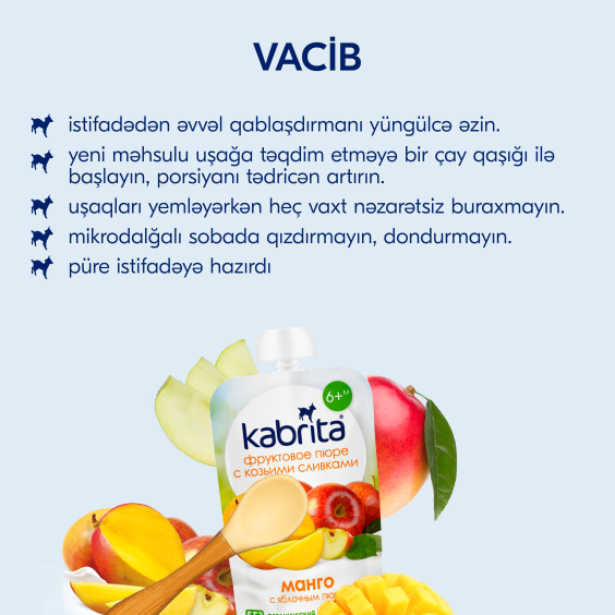 Kabrita<r></r> Keçi qaymağı ilə meyvəli püre «Mango və almalı»